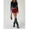 image:imageFloerns Womens Sparkly Sequin Low Rise Mini Skirt Bodycon Music Festival Glitter Night Out SkirtsBurgundy