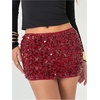 image:imageFloerns Womens Sparkly Sequin Low Rise Mini Skirt Bodycon Music Festival Glitter Night Out SkirtsBurgundy