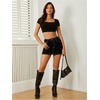 image:imageFloerns Womens Stretch High Waisted Short Mini Denim Skirt Jeans SkirtsA Black