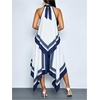 image:imageFloerns Womens Striped Long Skirt Asymmetrical Ruffle Work Flowy SkirtsBlue