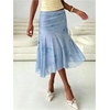 image:imageFloerns Womens Summer Floral Ruffle Asymmetric Flowy Mesh Bodycon SkirtsBlue