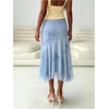 image:imageFloerns Womens Summer Floral Ruffle Asymmetric Flowy Mesh Bodycon SkirtsBlue