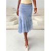 image:imageFloerns Womens Summer Floral Ruffle Asymmetric Flowy Mesh Bodycon SkirtsBlue