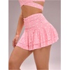 image:imageFloerns Womens Summer Polka Dots Tennis Skirts Ruched Tiered Ruffle Mini Skirt with Built in ShortsPink