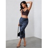 image:imageFloerns Womens Tie Dye Mesh Slit High Waisted Bodycon Pencil Midi SkirtMulticolor