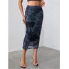 image:imageFloerns Womens Tie Dye Mesh Slit High Waisted Bodycon Pencil Midi SkirtMulticolor