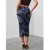 image:imageFloerns Womens Tie Dye Mesh Slit High Waisted Bodycon Pencil Midi SkirtMulticolor