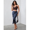 image:imageFloerns Womens Tie Dye Mesh Slit High Waisted Bodycon Pencil Midi SkirtMulticolor