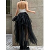 image:imageFloerns Womens Tulle Skirt Asymmetrical Layered Ruffle Fairy Long SkirtsBlack