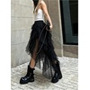 image:imageFloerns Womens Tulle Skirt Asymmetrical Layered Ruffle Fairy Long SkirtsBlack