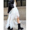 image:imageFloerns Womens Tulle Skirt Asymmetrical Layered Ruffle Fairy Long SkirtsWhite