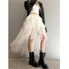 image:imageFloerns Womens Tulle Skirt Asymmetrical Layered Ruffle Fairy Long SkirtsWhite