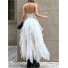 image:imageFloerns Womens Tulle Skirt Asymmetrical Layered Ruffle Fairy Long SkirtsWhite