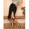image:imageFloerns Womens Twist Knot Bodycon Fringe Skirt High Waisted Night Out Split Midi SkirtsBlack