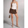 image:imageFloerns Womens Western Low Rise Pleated Skirt Buckle Belted Y2k Mini SkirtRust Brown