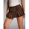 image:imageFloerns Womens Western Low Rise Pleated Skirt Buckle Belted Y2k Mini SkirtRust Brown