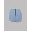 image:imageFloerns Womens Y2K Foldover Mini Jean Skirt Drawstring Side Split Bodycon Going Out Denim SkirtsBlue