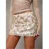 image:imageFloerns Womens Y2K Sparkly Sequin Low Rise Bodycon Going Out Mini SkirtApricot