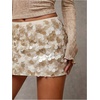 image:imageFloerns Womens Y2K Sparkly Sequin Low Rise Bodycon Going Out Mini SkirtApricot
