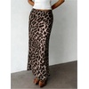 image:imageFloerns Womens Y2k Cheetah Maxi Skirt Elastic Waist Fishtail A Line Going Out Long SkirtsCoffee Brown