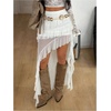 image:imageFloerns Womens Y2k Mesh Maxi Skirt Asymmetrical Layered Ruffle Low Rise Rave Concert Long SkirtWhite