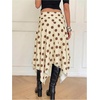image:imageFloerns Womens Y2k Plaid Midi Skirt Asymmetrical Hem Low Rise Flowy SkirtBeige and Brown