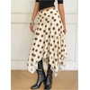 image:imageFloerns Womens Y2k Plaid Midi Skirt Asymmetrical Hem Low Rise Flowy SkirtBeige and Brown
