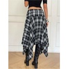 image:imageFloerns Womens Y2k Plaid Midi Skirt Asymmetrical Hem Low Rise Flowy SkirtBlack White Multi