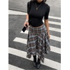 image:imageFloerns Womens Y2k Plaid Midi Skirt Asymmetrical Hem Low Rise Flowy SkirtBlue