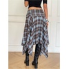 image:imageFloerns Womens Y2k Plaid Midi Skirt Asymmetrical Hem Low Rise Flowy SkirtBlue