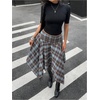 image:imageFloerns Womens Y2k Plaid Midi Skirt Asymmetrical Hem Low Rise Flowy SkirtBlue