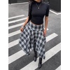 image:imageFloerns Womens Y2k Plaid Midi Skirt Asymmetrical Hem Low Rise Flowy SkirtBlue and White