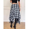 image:imageFloerns Womens Y2k Plaid Midi Skirt Asymmetrical Hem Low Rise Flowy SkirtBlue and White