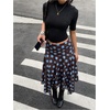 image:imageFloerns Womens Y2k Plaid Midi Skirt Asymmetrical Hem Low Rise Flowy SkirtBrown Polka Dots