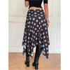 image:imageFloerns Womens Y2k Plaid Midi Skirt Asymmetrical Hem Low Rise Flowy SkirtBrown Polka Dots