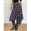 image:imageFloerns Womens Y2k Plaid Midi Skirt Asymmetrical Hem Low Rise Flowy SkirtBrown Polka Dots
