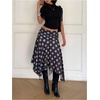 image:imageFloerns Womens Y2k Plaid Midi Skirt Asymmetrical Hem Low Rise Flowy SkirtBrown Polka Dots