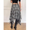 image:imageFloerns Womens Y2k Plaid Midi Skirt Asymmetrical Hem Low Rise Flowy SkirtDark Green