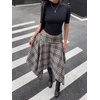 image:imageFloerns Womens Y2k Plaid Midi Skirt Asymmetrical Hem Low Rise Flowy SkirtDark Green