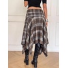 image:imageFloerns Womens Y2k Plaid Midi Skirt Asymmetrical Hem Low Rise Flowy SkirtKhaki