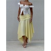 image:imageFloerns Womens Y2k Plaid Midi Skirt Asymmetrical Hem Low Rise Flowy SkirtPale Yellow