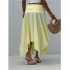 image:imageFloerns Womens Y2k Plaid Midi Skirt Asymmetrical Hem Low Rise Flowy SkirtPale Yellow
