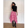 image:imageFloerns Womens Y2k Plaid Midi Skirt Asymmetrical Hem Low Rise Flowy SkirtPink