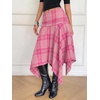 image:imageFloerns Womens Y2k Plaid Midi Skirt Asymmetrical Hem Low Rise Flowy SkirtPink