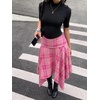 image:imageFloerns Womens Y2k Plaid Midi Skirt Asymmetrical Hem Low Rise Flowy SkirtPink