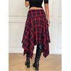 image:imageFloerns Womens Y2k Plaid Midi Skirt Asymmetrical Hem Low Rise Flowy SkirtRed