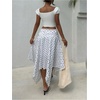 image:imageFloerns Womens Y2k Plaid Midi Skirt Asymmetrical Hem Low Rise Flowy SkirtWhite Polka Dots