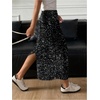 image:imageFloerns Womens Y2k Sequin Skirt Stretchy Night Out Party Glitter Long SkirtBlack