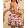 image:imageWomens Plus Size 2 Piece Summer Vacation Boho Outfit Tropical Camisole Top with Mini Skirt SetBeige Multi