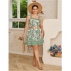 image:imageWomens Plus Size 2 Piece Summer Vacation Boho Outfit Tropical Camisole Top with Mini Skirt SetGreen